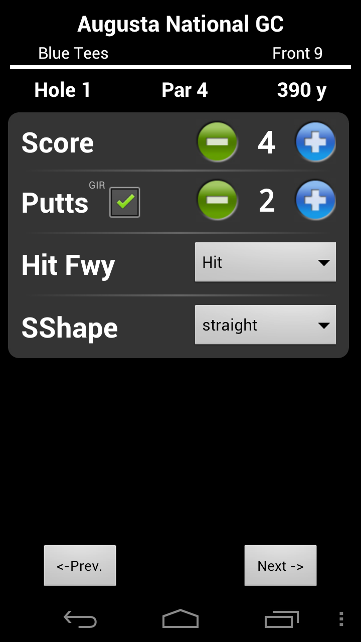 hole score screen